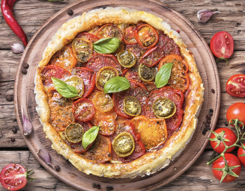 TOMATO TART WITH OLIVE OIL PASTRY
